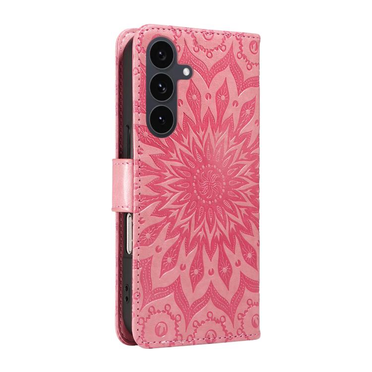 Peněženkové pouzdro Embossing Pattern Slunečnice tmavorůžové – Samsung Galaxy S25 FE | Levné Kryty | Levné Kryty | Levné Kryty