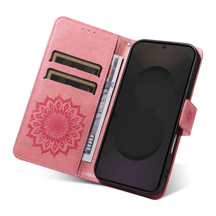 Peněženkové pouzdro Embossing Pattern Slunečnice tmavorůžové – Samsung Galaxy S25 FE | Levné Kryty | Levné Kryty | Levné Kryty