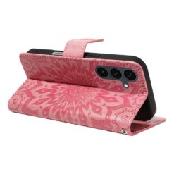 Peněženkové pouzdro Embossing Pattern Slunečnice tmavorůžové – Samsung Galaxy S25 FE | Levné Kryty | Levné Kryty | Levné Kryty