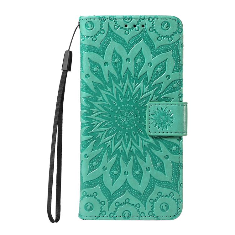 Peněženkové pouzdro Embossing Pattern Slunečnice zelené – Samsung Galaxy S25 FE | Levné Kryty | Levné Kryty | Levné Kryty