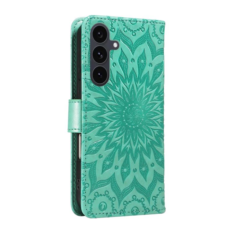 Peněženkové pouzdro Embossing Pattern Slunečnice zelené – Samsung Galaxy S25 FE | Levné Kryty | Levné Kryty | Levné Kryty
