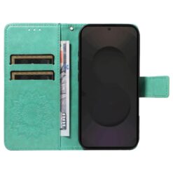 Peněženkové pouzdro Embossing Pattern Slunečnice zelené – Samsung Galaxy S25 FE | Levné Kryty | Levné Kryty | Levné Kryty