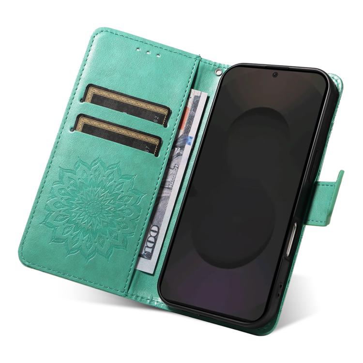 Peněženkové pouzdro Embossing Pattern Slunečnice zelené – Samsung Galaxy S25 FE | Levné Kryty | Levné Kryty | Levné Kryty