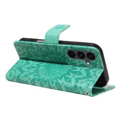 Peněženkové pouzdro Embossing Pattern Slunečnice zelené – Samsung Galaxy S25 FE | Levné Kryty | Levné Kryty | Levné Kryty