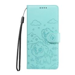Peněženkové pouzdro Embossing Pattern Štěňátko zelené – Samsung Galaxy S25 FE