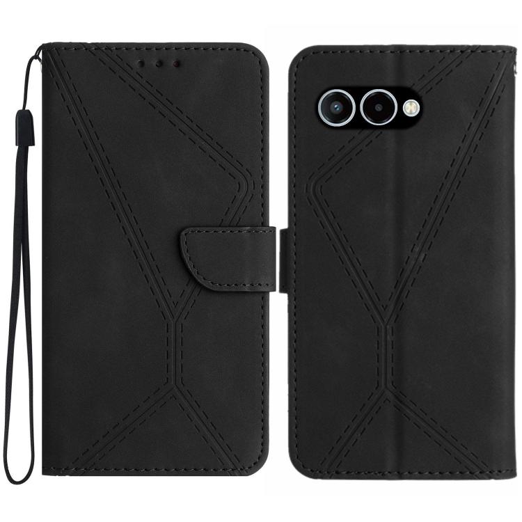 Peněženkové pouzdro Embossing Pattern Stitchy case černé – T Phone 3 | Levné Kryty | Levné Kryty | Levné Kryty