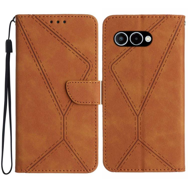 Peněženkové pouzdro Embossing Pattern Stitchy case hnědé – T Phone 3 | Levné Kryty | Levné Kryty | Levné Kryty