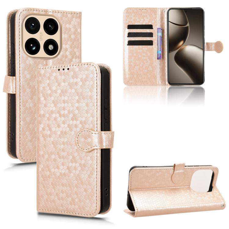 Peněženkové pouzdro Honeycomb Dot Texture Case zlaté – Xiaomi 15T | Levné Kryty | Levné Kryty | Levné Kryty