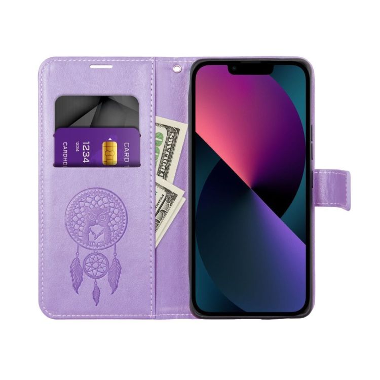 Peněženkové pouzdro Mezzo dreamcatcher fialové – Apple iPhone 17 | Levné Kryty | Levné Kryty | Levné Kryty