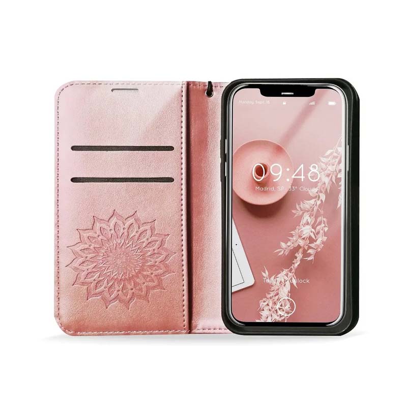 Peněženkové pouzdro Mezzo mandala růžové – Apple iPhone 17 Pro | Levné Kryty | Levné Kryty | Levné Kryty