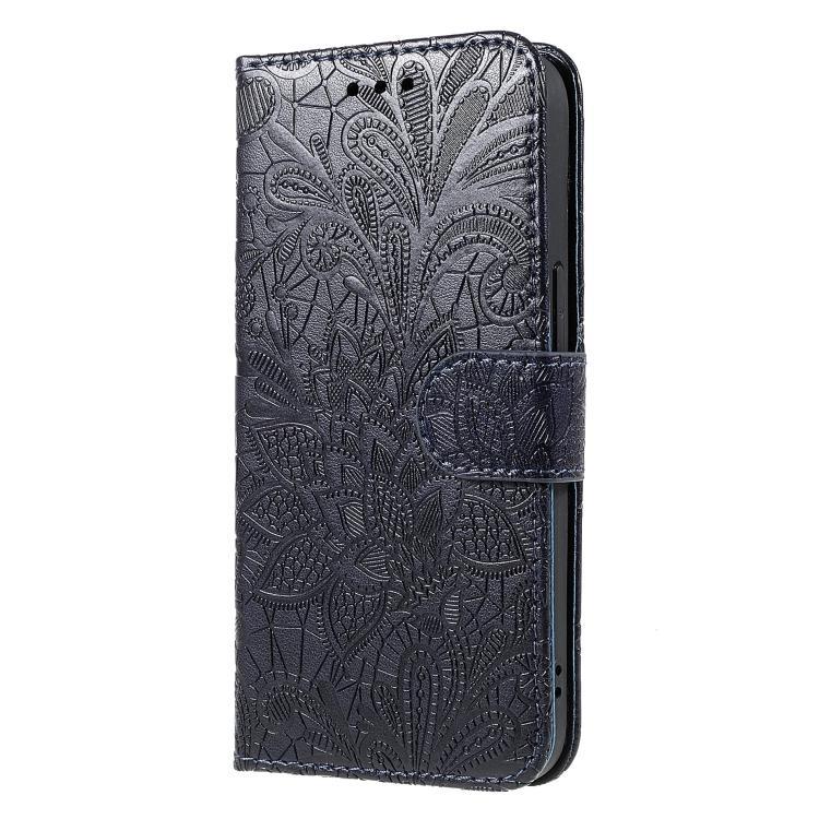 Peněženkové pouzdro Embossing Pattern Květy tmavomodré – T Phone 3 Pro | Levné Kryty | Levné Kryty | Levné Kryty