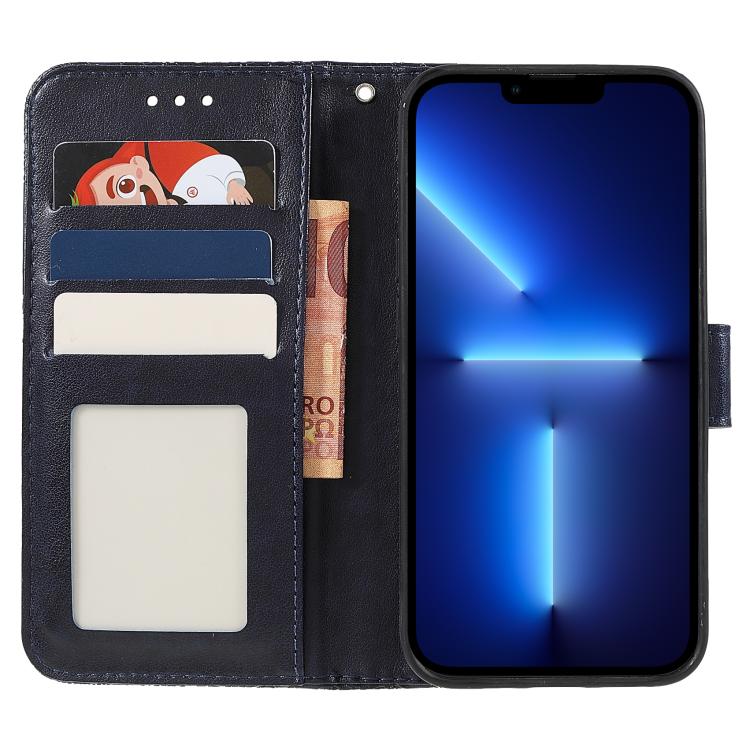 Peněženkové pouzdro Embossing Pattern Květy tmavomodré – T Phone 3 Pro | Levné Kryty | Levné Kryty | Levné Kryty