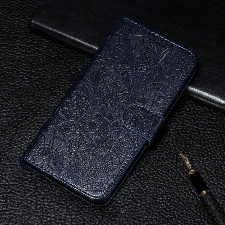 Peněženkové pouzdro Embossing Pattern Květy tmavomodré – T Phone 3 Pro | Levné Kryty | Levné Kryty | Levné Kryty