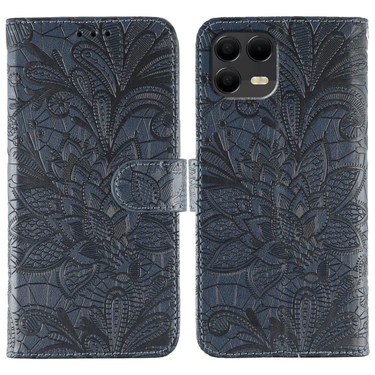 Peněženkové pouzdro Embossing Pattern Květy tmavomodré – T Phone 3 Pro | Levné Kryty | Levné Kryty | Levné Kryty