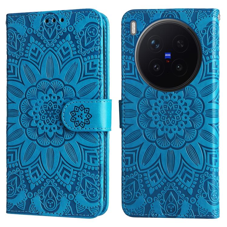 Peněženkové pouzdro Embossing Pattern Slunečnice modré – Vivo X300 Pro | Levné Kryty | Levné Kryty | Levné Kryty