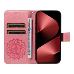 Peněženkové pouzdro Embossing Pattern Slunečnice růžové – Huawei Pura 80 Pro | Levné Kryty | Levné Kryty | Levné Kryty