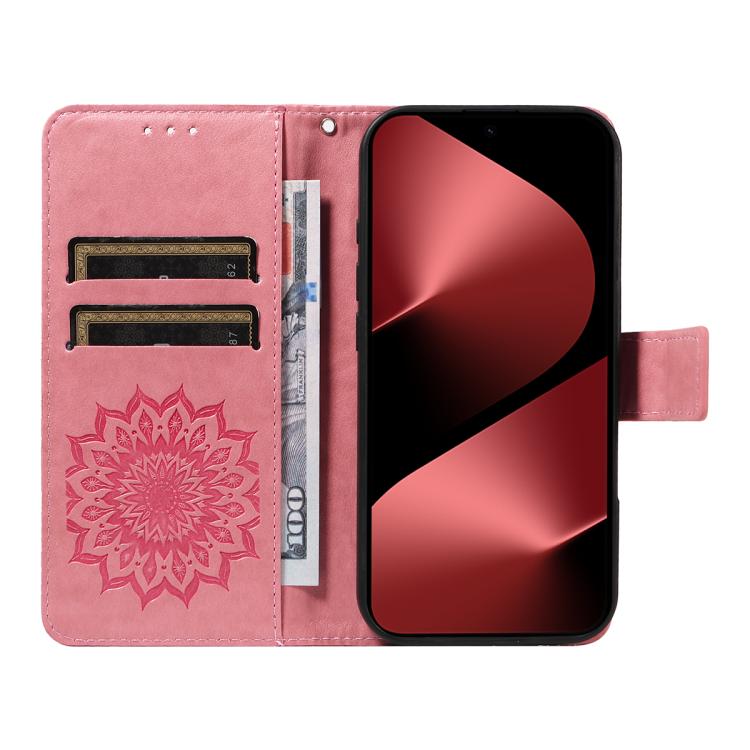 Peněženkové pouzdro Embossing Pattern Slunečnice růžové – Huawei Pura 80 Pro | Levné Kryty | Levné Kryty | Levné Kryty