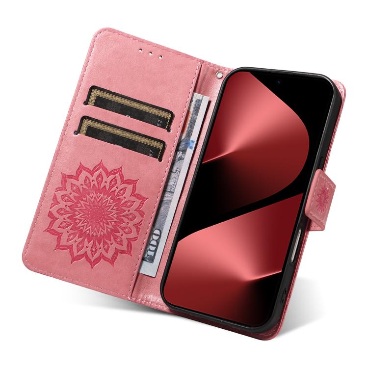 Peněženkové pouzdro Embossing Pattern Slunečnice růžové – Huawei Pura 80 Pro | Levné Kryty | Levné Kryty | Levné Kryty