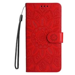 Peněženkové pouzdro Embossing Pattern Slunečnice červené – Xiaomi Redmi Note 15 Pro 5G