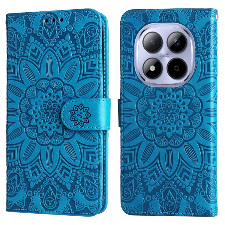Peněženkové pouzdro Embossing Pattern Slunečnice modré – Xiaomi Redmi Note 15 Pro 4G | Levné Kryty | Levné Kryty | Levné Kryty