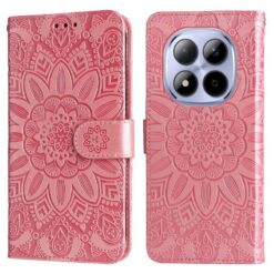 Peněženkové pouzdro Embossing Pattern Slunečnice růžové – Xiaomi Redmi Note 15 Pro 4G