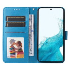 Peněženkové pouzdro Embossing Pattern Slunečnice modré – Samsung Galaxy S23 | Levné Kryty | Levné Kryty | Levné Kryty