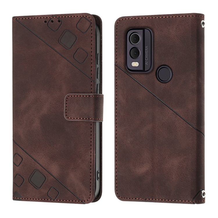 Peněženkové pouzdro Embossing Pattern Square hnědé – Nokia C22 | Levné Kryty | Levné Kryty | Levné Kryty