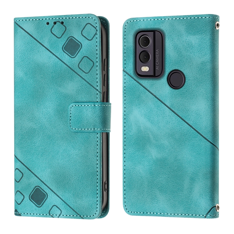 Peněženkové pouzdro Embossing Pattern Square zelené – Nokia C22 | Levné Kryty | Levné Kryty | Levné Kryty