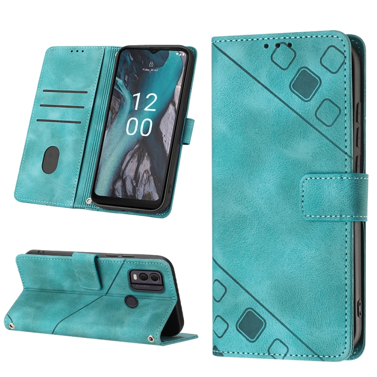 Peněženkové pouzdro Embossing Pattern Square zelené – Nokia C22 | Levné Kryty | Levné Kryty | Levné Kryty