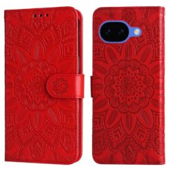 Peněženkové pouzdro Embossing Pattern Slunečnice červené – Google Pixel 10a