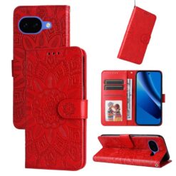 Alternative view of Peněženkové pouzdro Embossing Pattern Slunečnice červené – Google Pixel 10a