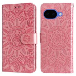 Peněženkové pouzdro Embossing Pattern Slunečnice růžové – Google Pixel 10a