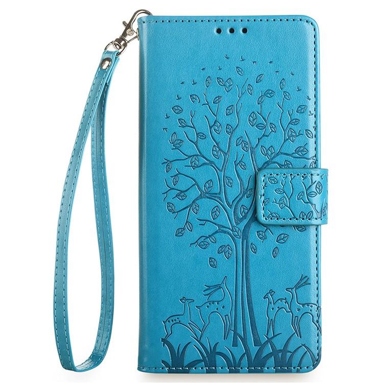 Peněženkové pouzdro Embossing Pattern Strom case modré – Xiaomi 17 Ultra | Levné Kryty | Levné Kryty | Levné Kryty