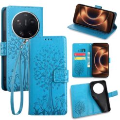 Peněženkové pouzdro Embossing Pattern Strom case modré – Xiaomi 17 Ultra | Levné Kryty | Levné Kryty | Levné Kryty
