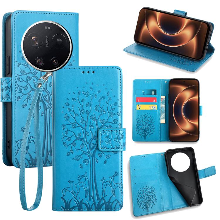 Peněženkové pouzdro Embossing Pattern Strom case modré – Xiaomi 17 Ultra | Levné Kryty | Levné Kryty | Levné Kryty