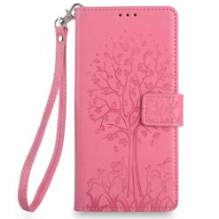 Peněženkové pouzdro Embossing Pattern Strom růžové – Xiaomi 17 Ultra