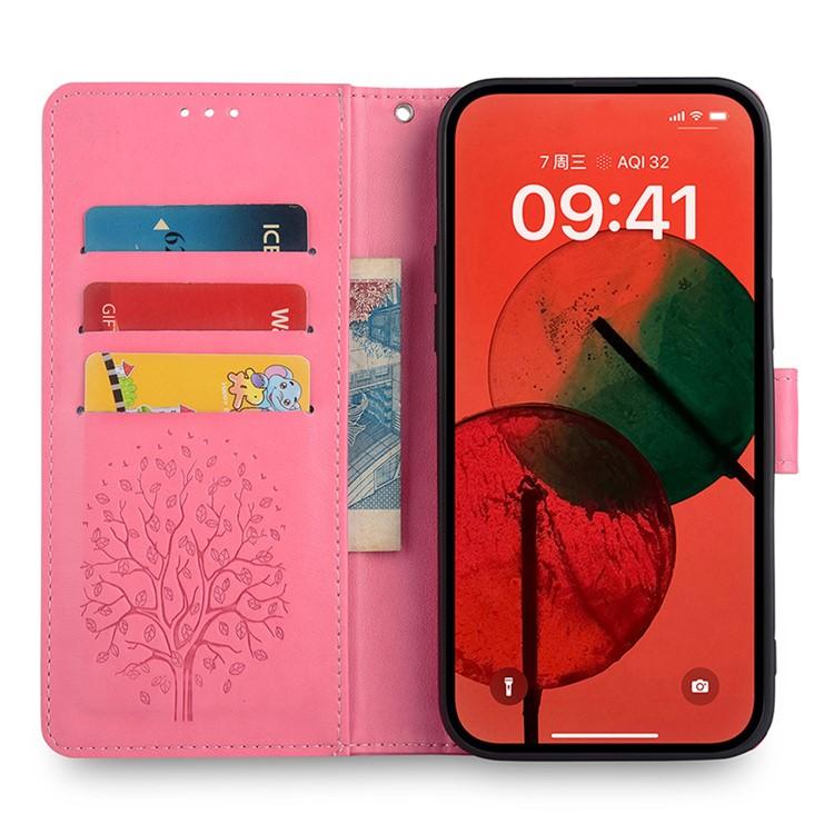 Peněženkové pouzdro Embossing Pattern Strom růžové – Xiaomi 17 Ultra | Levné Kryty | Levné Kryty | Levné Kryty
