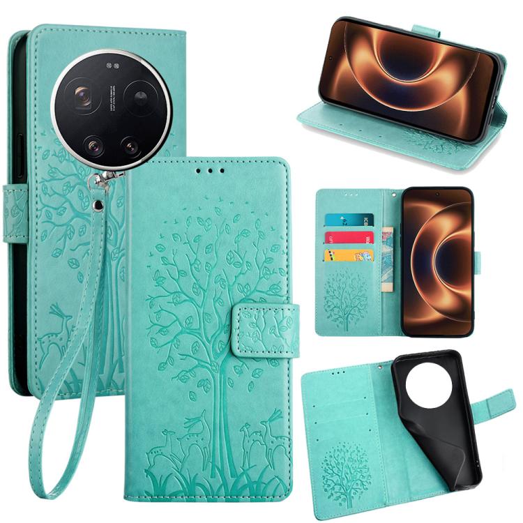 Peněženkové pouzdro Embossing Pattern Strom case zelené – Xiaomi 17 Ultra | Levné Kryty | Levné Kryty | Levné Kryty