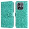 Peněženkové pouzdro Embossing Pattern Slunečnice růžové – Honor 600 Lite | Levné Kryty | Levné Kryty Turquoise wallet-style phone case with embossed mandala pattern; front cover closed and back view showing camera cutout. | Levné Kryty