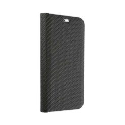 Knížkové pouzdro Luna Carbon černé – Xiaomi Redmi Note 8T