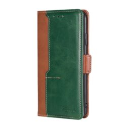 Peněženkové pouzdro Contrast Color Case hnědo-zelené – Oppo A57s