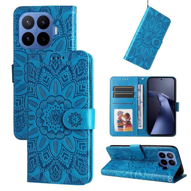 Peněženkové pouzdro Embossing Pattern Slunečnice modré – Xiaomi 17T Pro | Levné Kryty | Levné Kryty | Levné Kryty