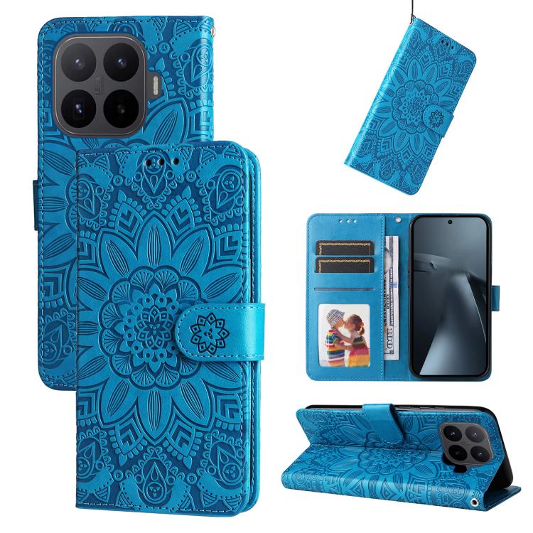 Peněženkové pouzdro Embossing Pattern Slunečnice modré – Xiaomi 17T | Levné Kryty | Levné Kryty | Levné Kryty