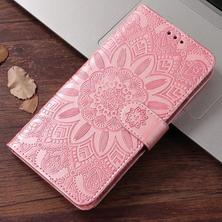 Peněženkové pouzdro Embossing Pattern Slunečnice růžové – Xiaomi 17T | Levné Kryty | Levné Kryty | Levné Kryty