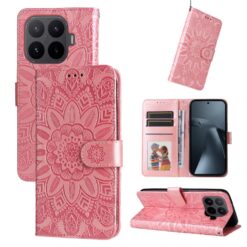 Peněženkové pouzdro Embossing Pattern Slunečnice růžové – Xiaomi 17T | Levné Kryty | Levné Kryty | Levné Kryty