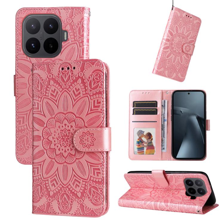 Peněženkové pouzdro Embossing Pattern Slunečnice růžové – Xiaomi 17T | Levné Kryty | Levné Kryty | Levné Kryty