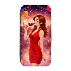 Knížkové pouzdro Creative Case 01 Žena s Vínem – Samsung Galaxy A27 5G