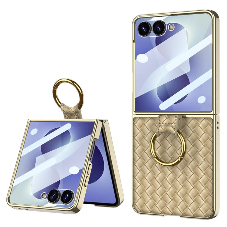 Kryt GKK Weave Texture Case zlatý – Samsung Galaxy Z Flip 8 | Levné Kryty | Levné Kryty | Levné Kryty