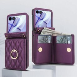 Peněženkové pouzdro Diamond Card case fialové – Samsung Galaxy Z Flip 8 | Levné Kryty | Levné Kryty | Levné Kryty