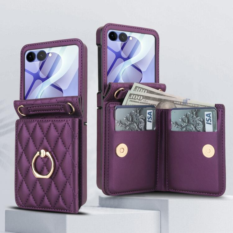 Peněženkové pouzdro Diamond Card case fialové – Samsung Galaxy Z Flip 8 | Levné Kryty | Levné Kryty | Levné Kryty